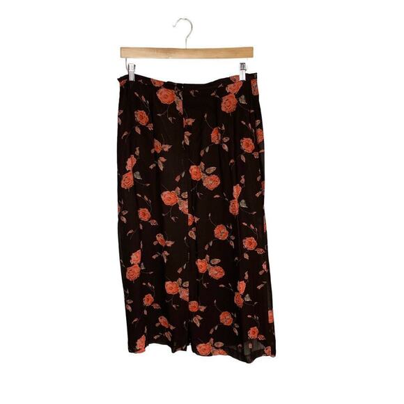 Petite Sophisticate Vintage Rose Brown Sheer A Line Maxi Skirt Size 14 - Picture 2 of 10